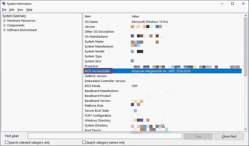 Versão/data do BIOS