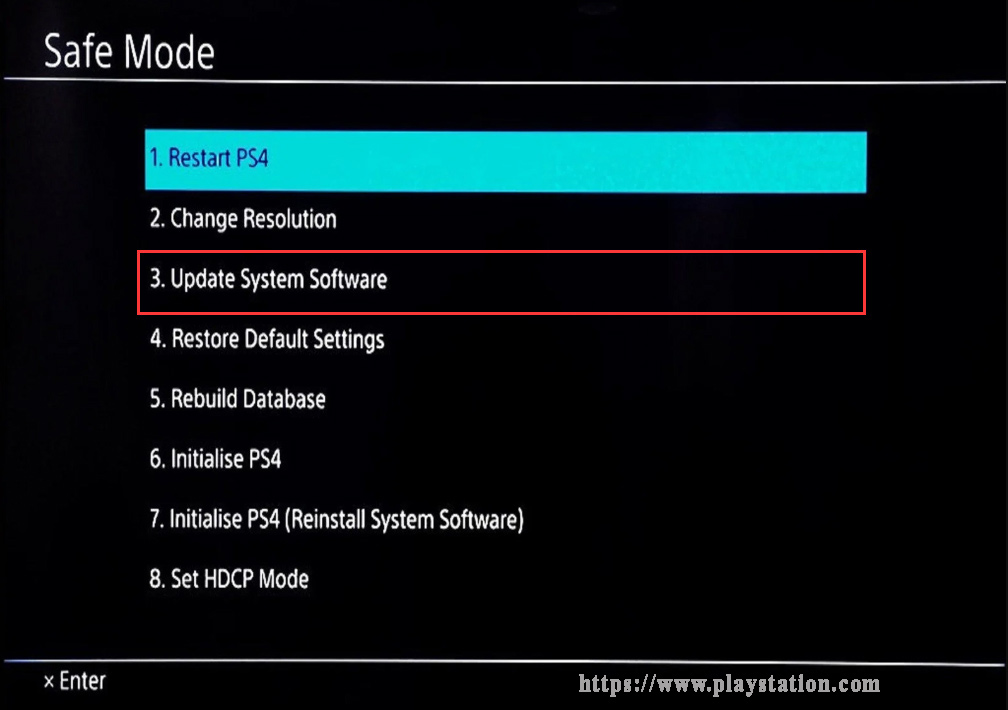 selecione Atualizar software do sistema no modo de segurança