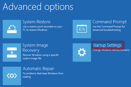 Configurações de inicialização