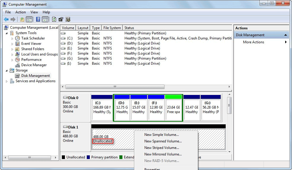 O HDD fica não alocado