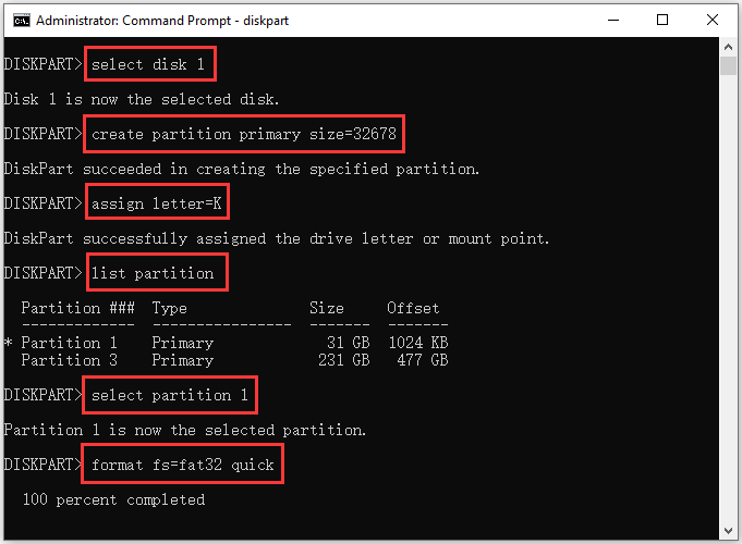 formatar cartão SD para FAT32 Windows 10 CMD