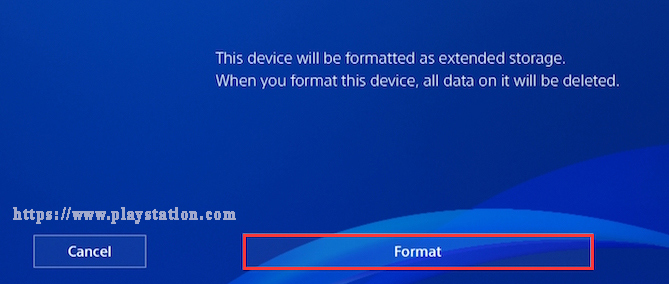 formatar como armazenamento estendido do PS4