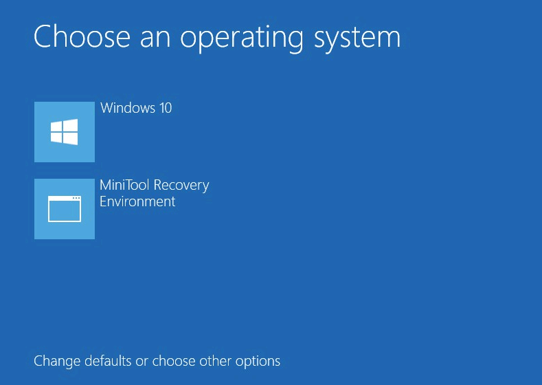 MiniTool Recovery Environment no menu de inicialização do Windows