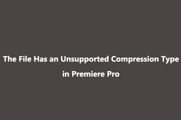 Fix the File Has an Unsupported Compression Type in Premiere Pro
