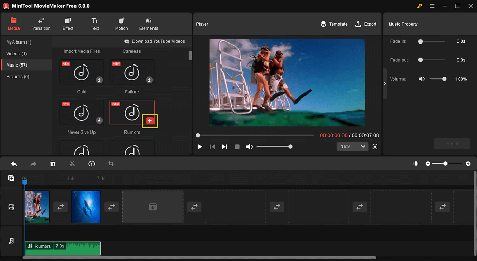 add audio to video with MiniTool MovieMaker