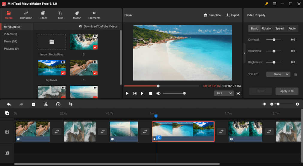 Use MiniTool MovieMaker to stitch videos