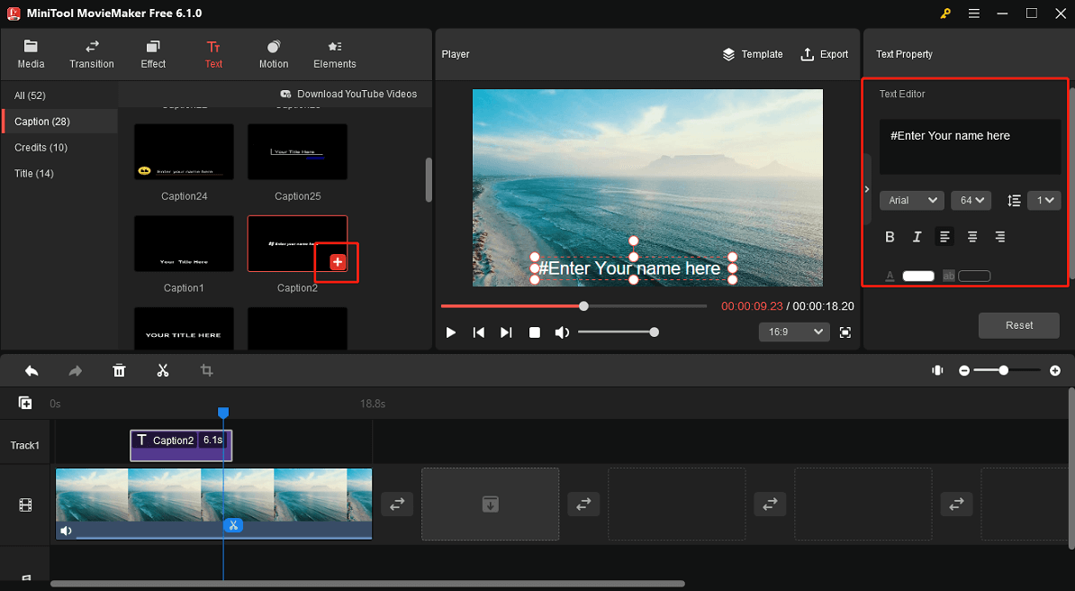 add captions to video with MiniTool MovieMaker