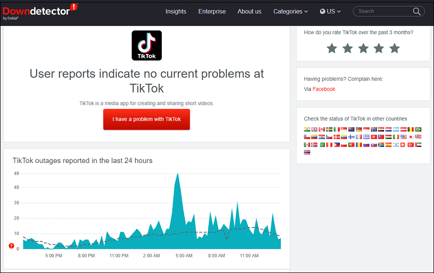 check the status of TikTok server