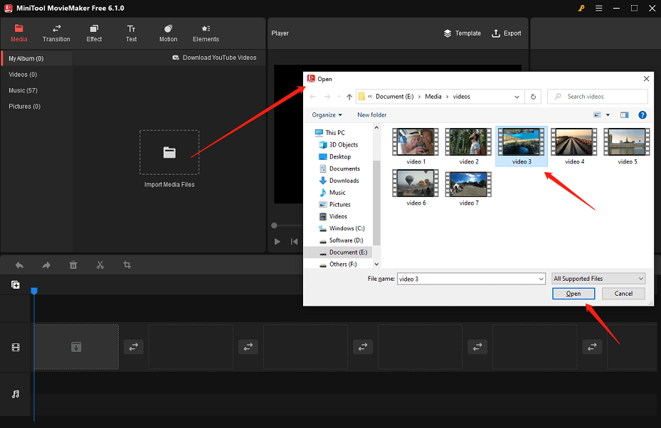 import the desired video