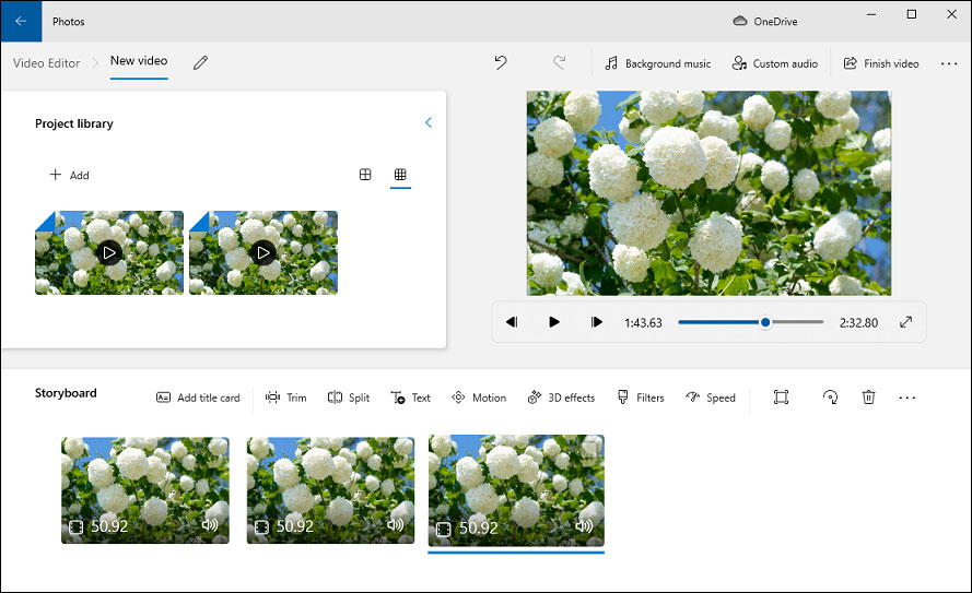 Video-Editor in Microsoft Fotos