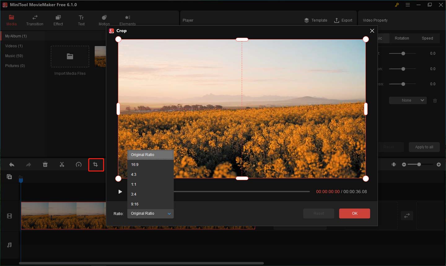 crop video with MiniTool MovieMaker
