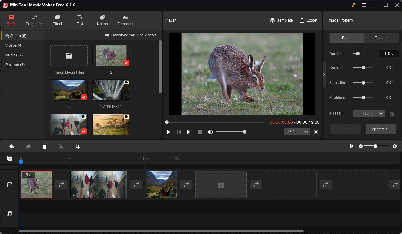 interface of MiniTool MovieMaker