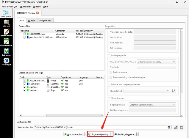 click on the Start multiplexing button