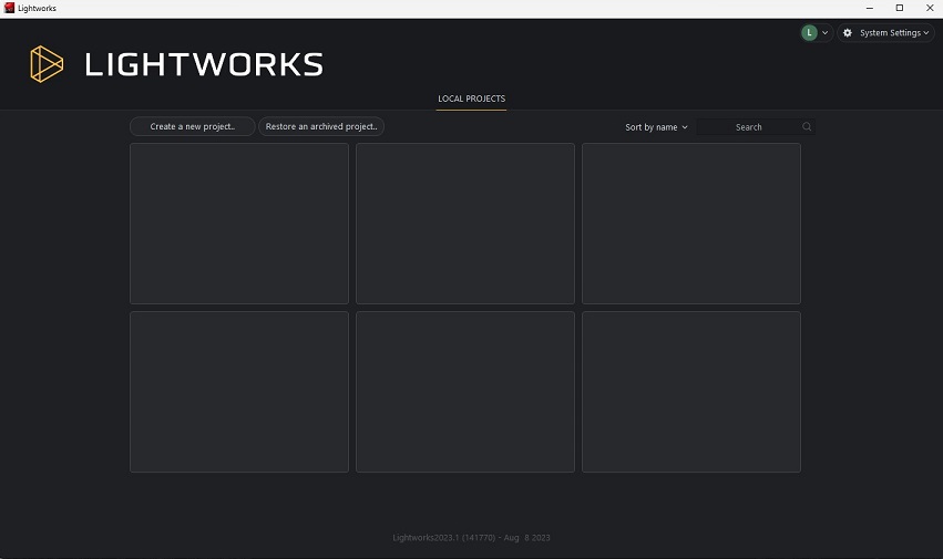 interface of Lightworks