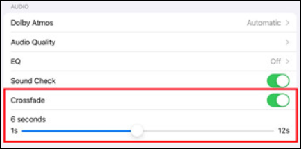 enable crossfade and set its duration on iPhone