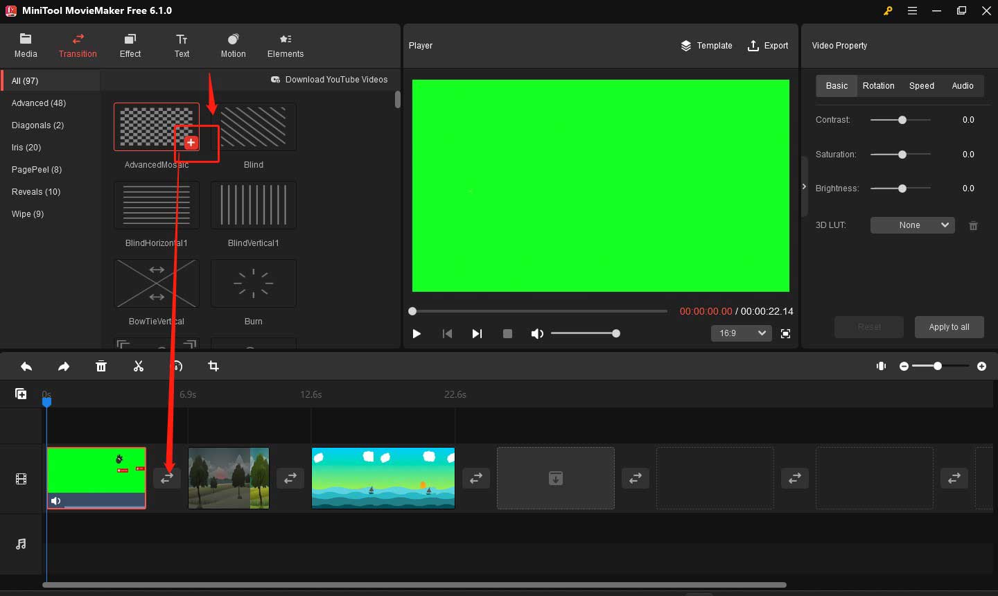 add transition to video