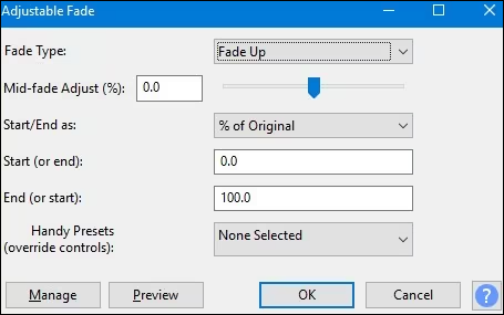 Adjustable Fade in Audacity