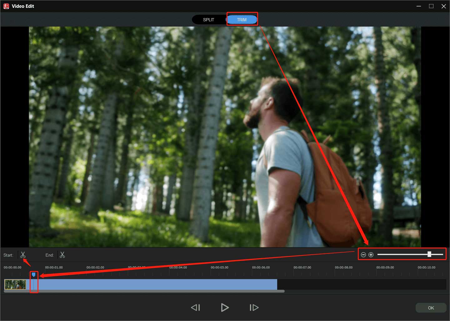 trim a video in MiniTool MovieMaker