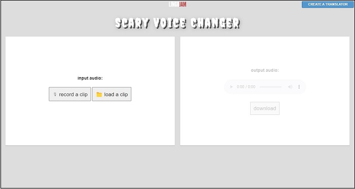 interface of LingoJam scary voice changer
