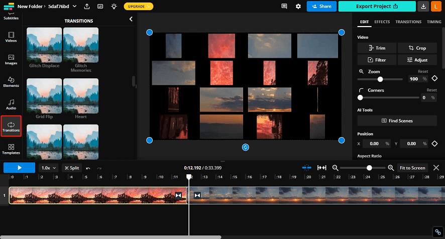 add glitch effect to video with Kapwing