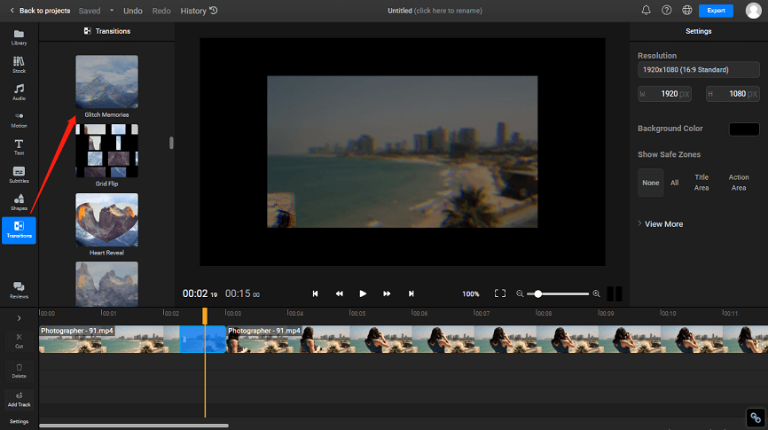 add glitch effect to video with Flixier