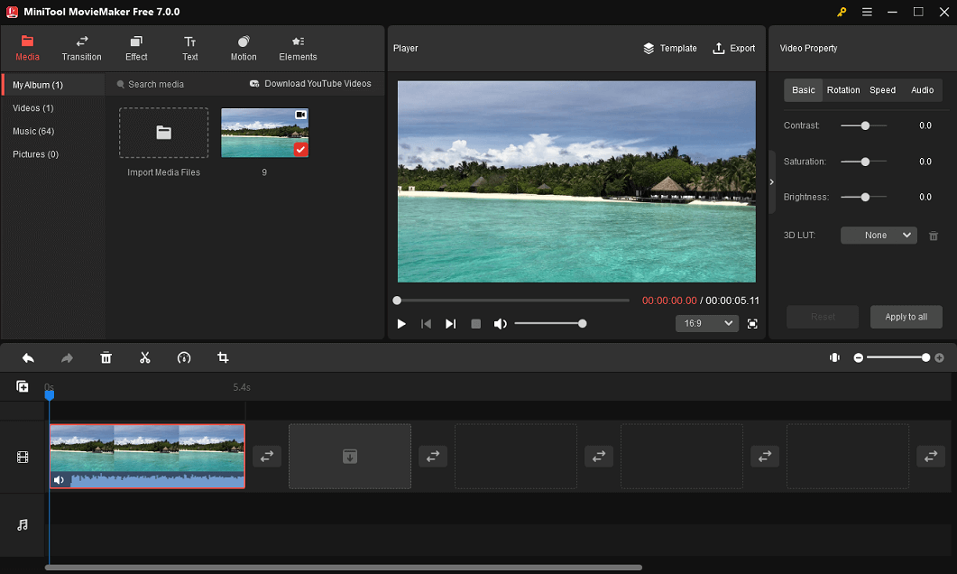 interface of MiniTool MovieMaker