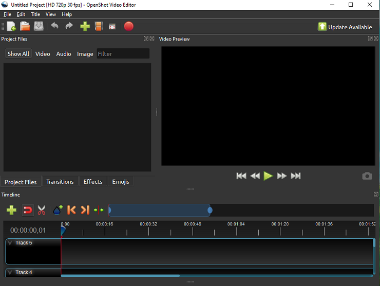 Schnittstelle von OpenShot Video Editor