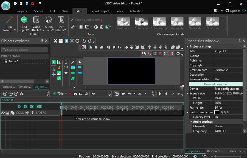 Schnittstelle von VSDC Free Video Editor