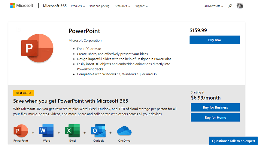 PowerPoint pricing