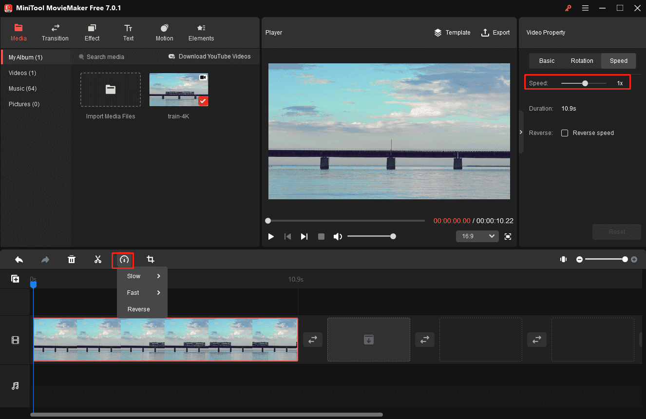 change video speed in MiniTool MovieMaker