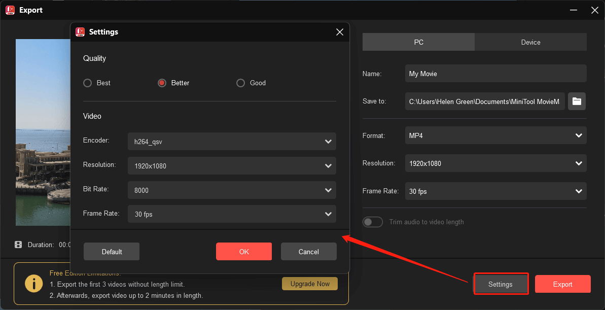 change video settings