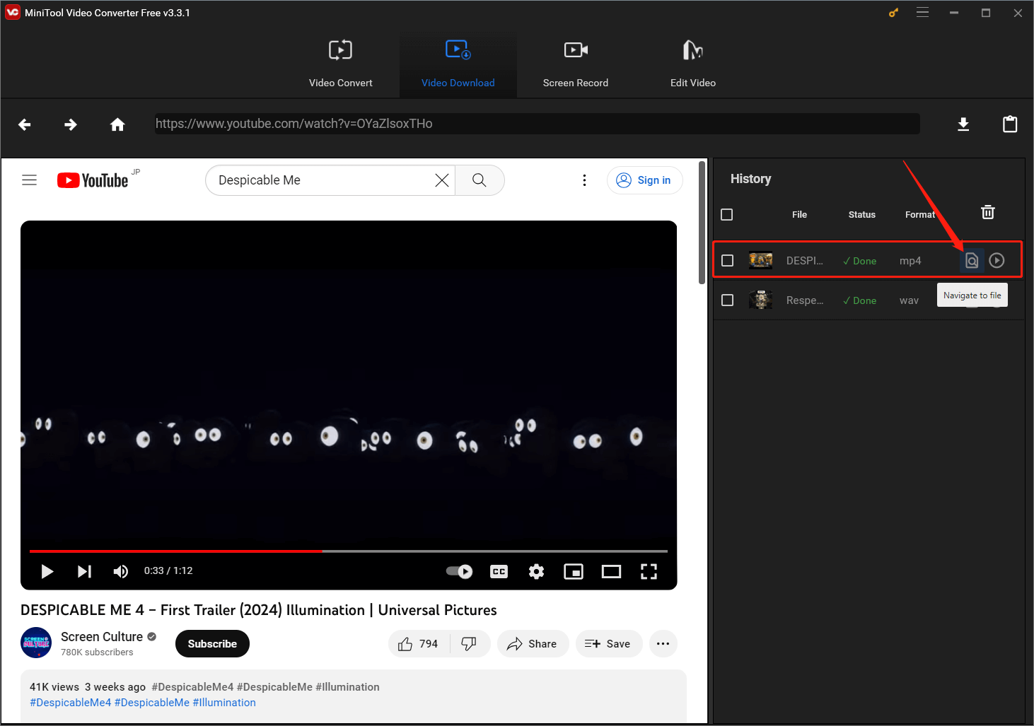 find the downloaded YouTube video