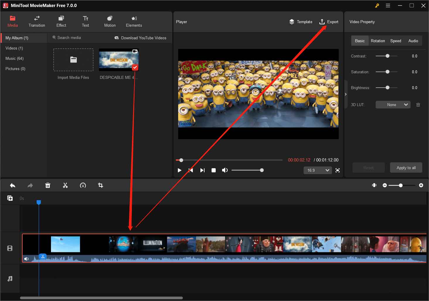 add YouTube video and export