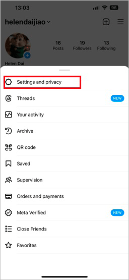 select settings and privacy