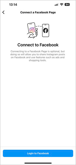 connect Instagram account to Facebook