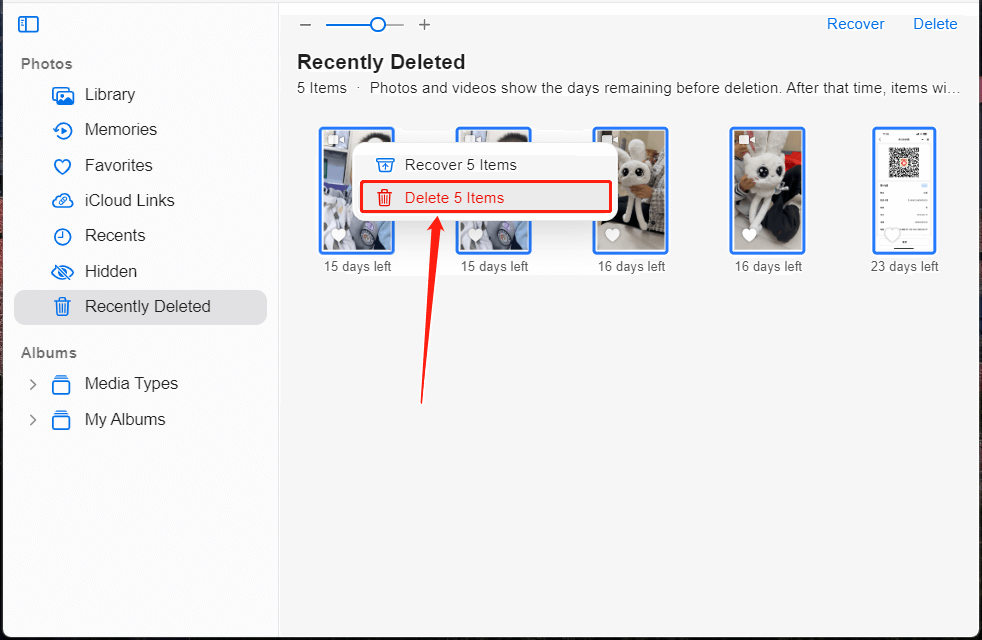 permanently delete iCloud photos