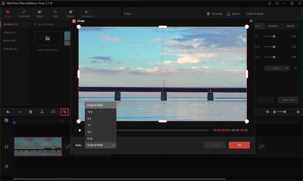 crop video in MiniTool MovieMaker