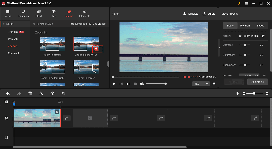 zoom in on video with MiniTool MovieMaker