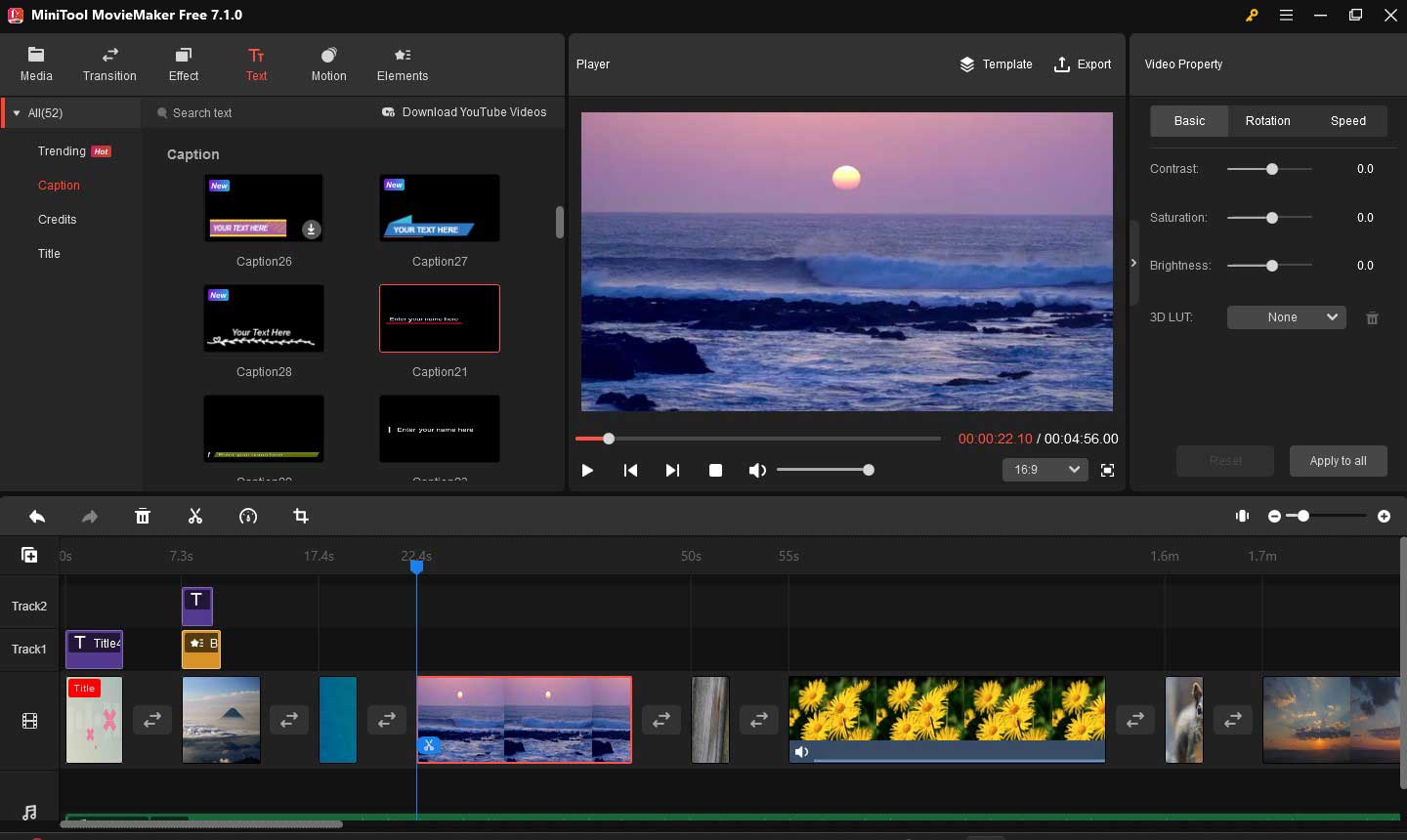 interface of MiniTool MovieMaker