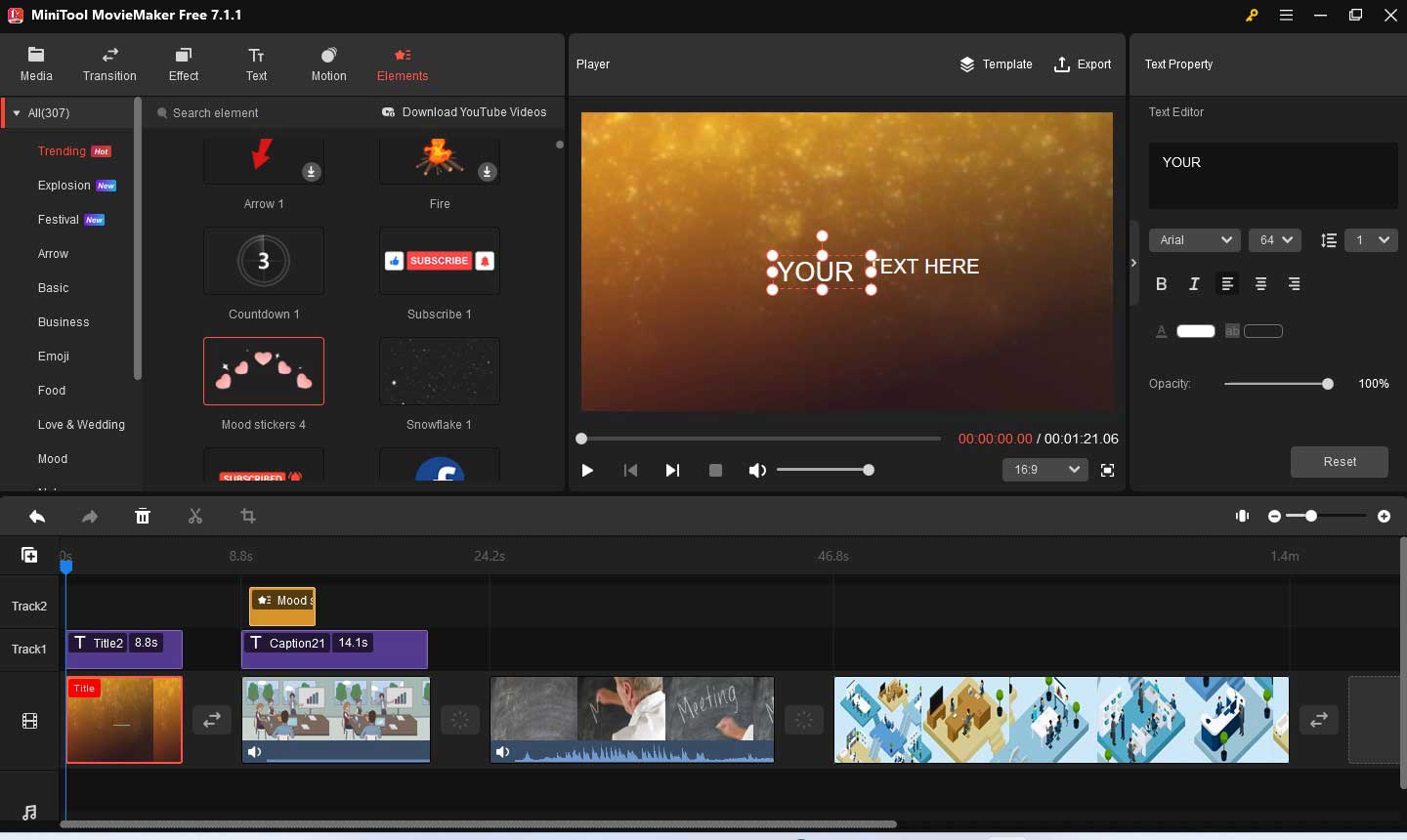 interface of MiniTool MovieMaker