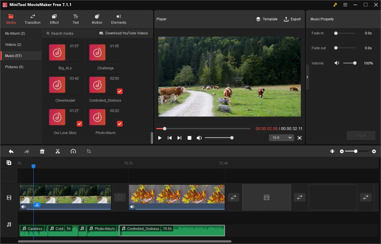 interface of MiniTool MovieMaker