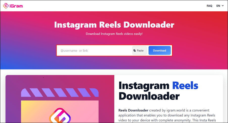 paste the Instagram video URL