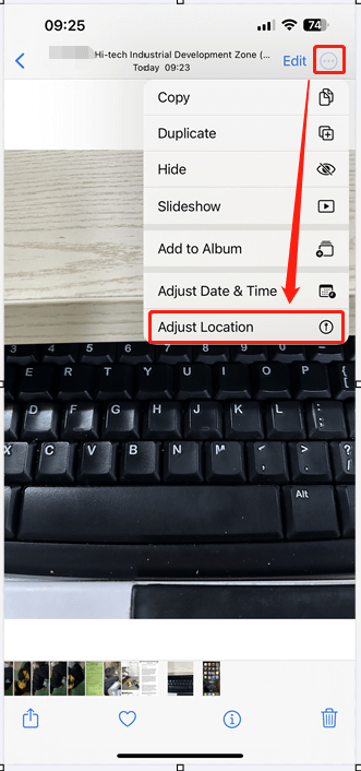 adjust location in iPhone Photos