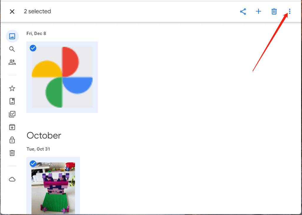 click the More option in Google Photos