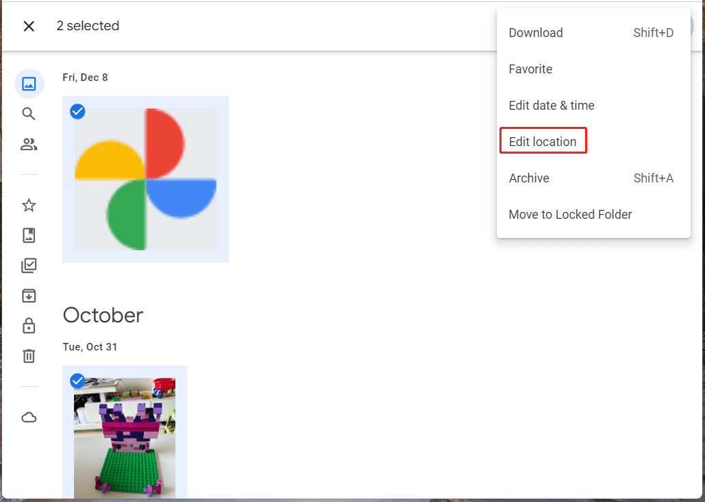 select “edit location” in Google Photos