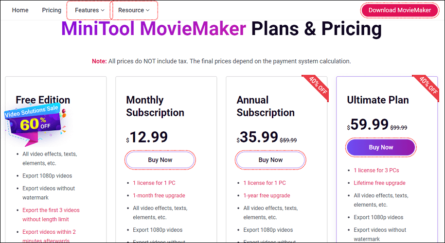 MiniTool MovieMaker Preise