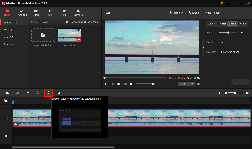 speed up video in MiniTool MovieMaker