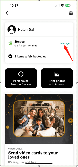 manage Amazon Photos storage on a phone