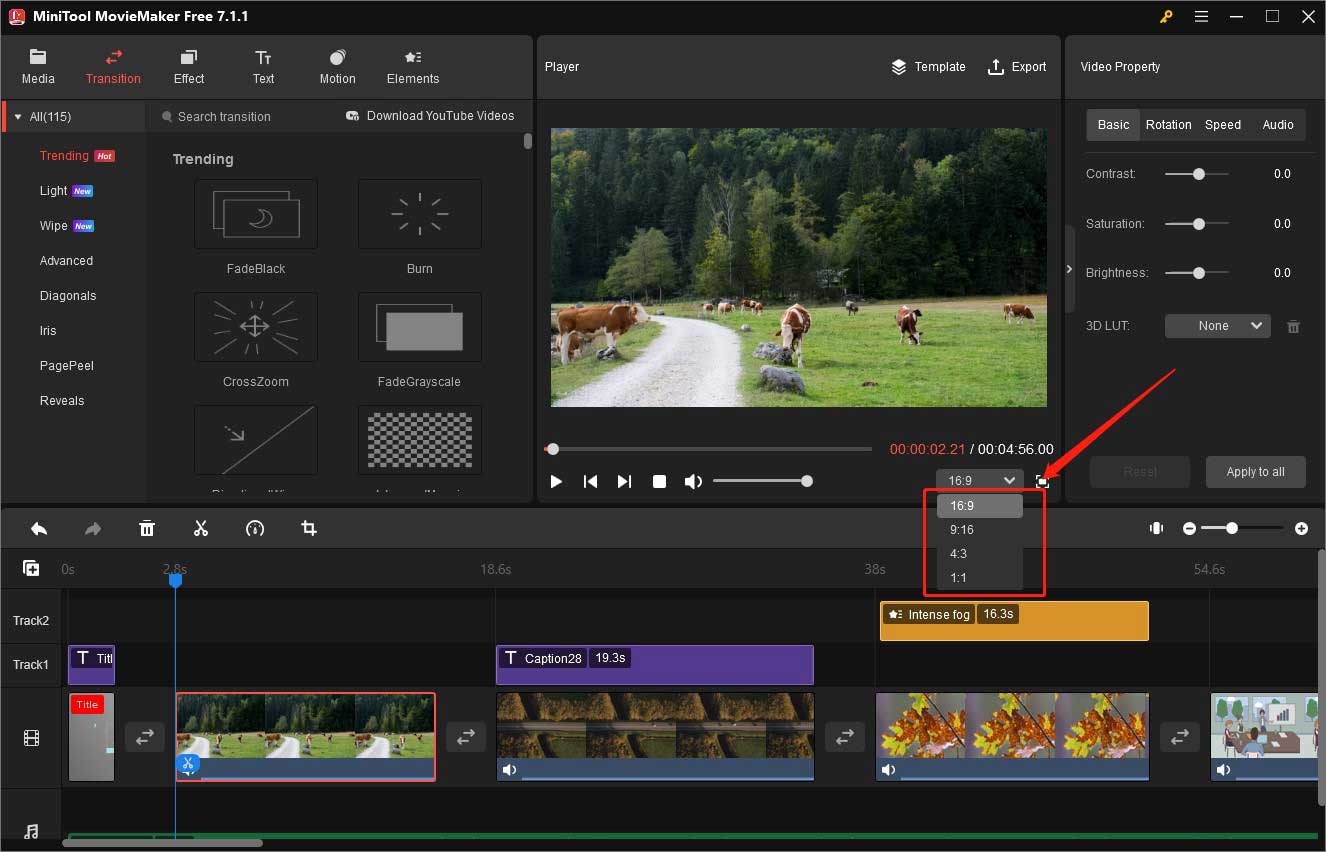 interface of MiniTool MovieMaker