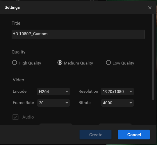 complete settings for target video